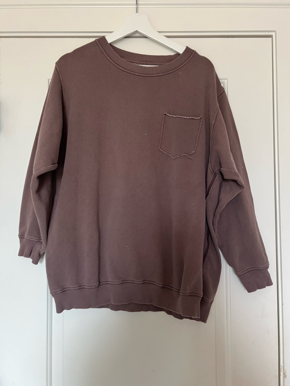 aerie Taupe Crewneck Sweatshirt with Chest Patch